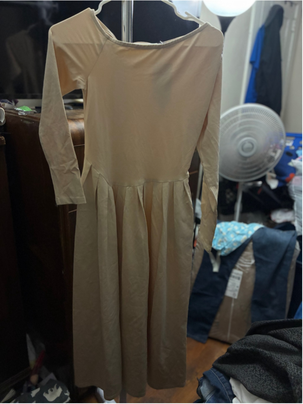 Women's MEROKEETY Long Sleeve Dress Size S Beige
